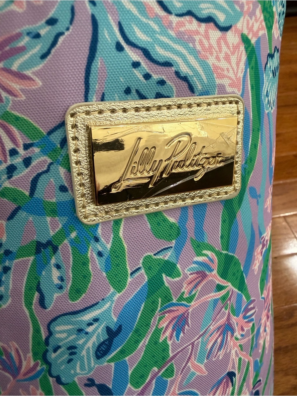 Lilly Pulitzer Lavender Tropical Print Cooler with Gold Plaque - Picture 2 of 5